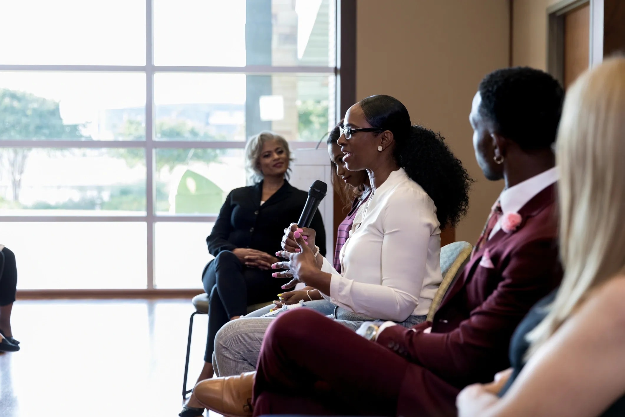 Black students in an entertainment industry mentorship workshop